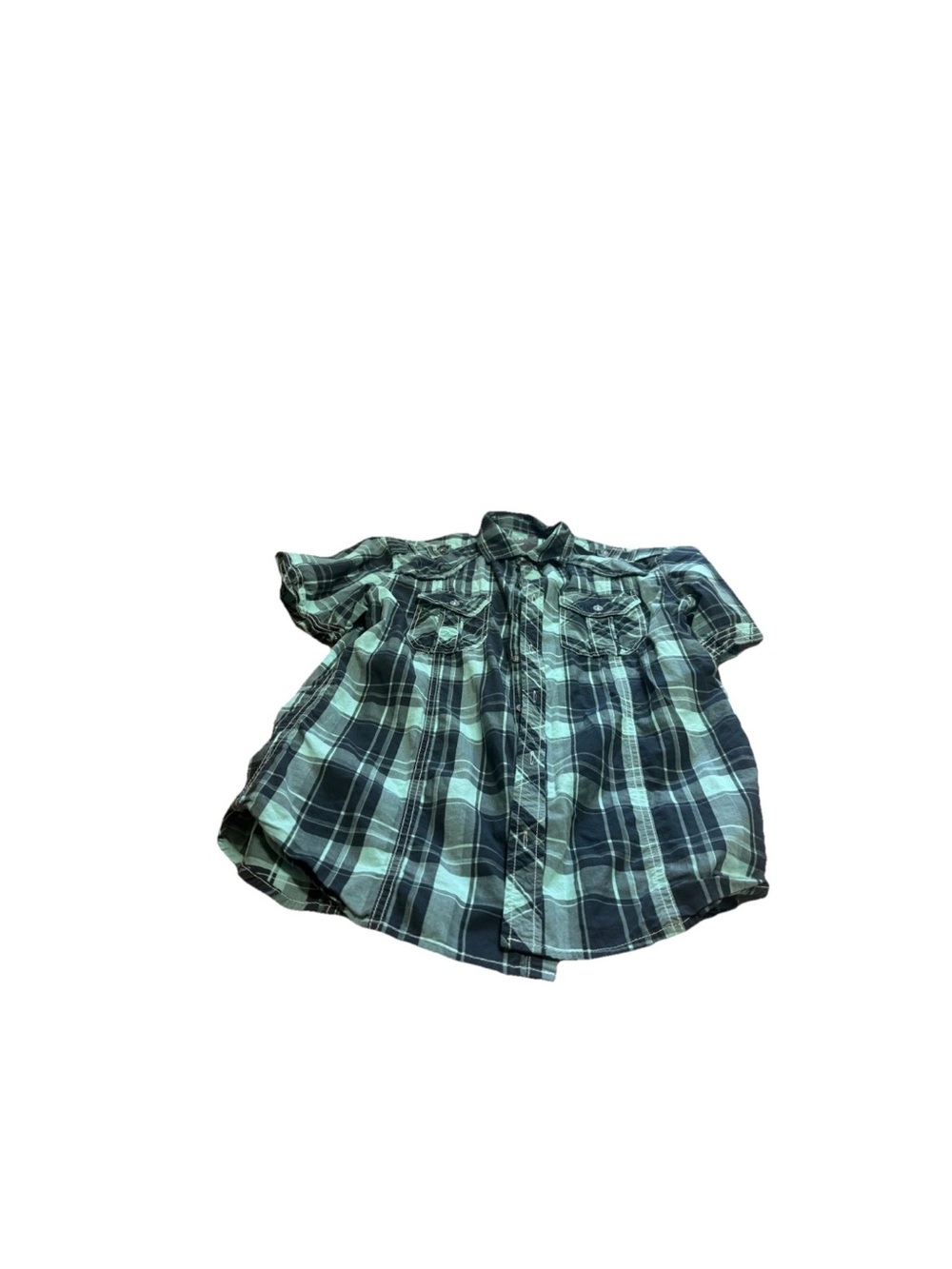 Bke Buckle Mens Blue Slim Fit Short Sleeve Button Up! Large